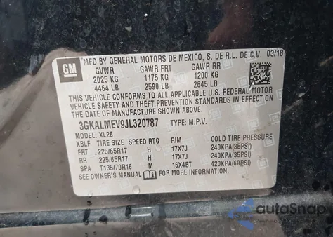 2018 GMC Terrain Sle z USA, uszkodzony, nr VIN 3GKALMEV9JL320787